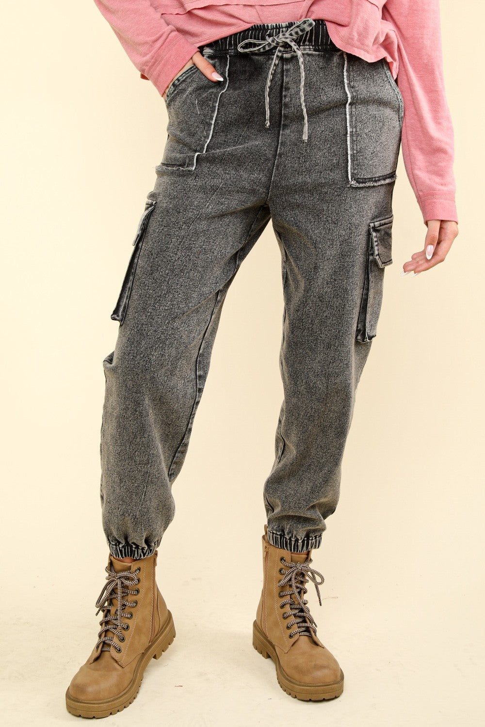 VERY J Drawstring Jogger Cargo Jeans