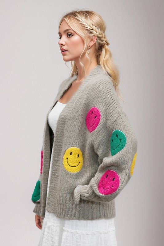 Davi & Dani The Fuzzy Smile Knit Cardigan