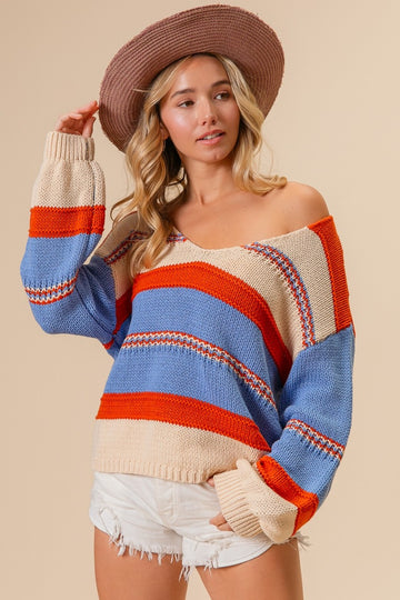 BiBi Multi Color Striped Sweater