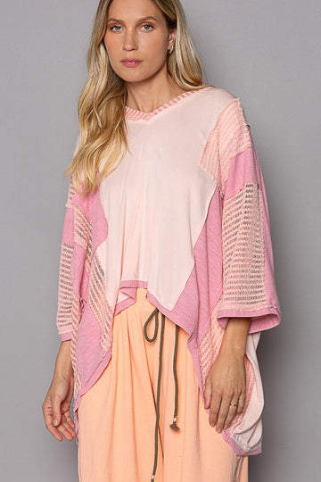 POL Oversize High-Low 3/4 Sleeve Top