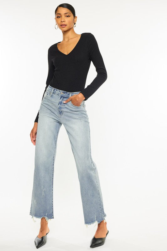 Kancan High Rise Slim Wide Leg Jeans