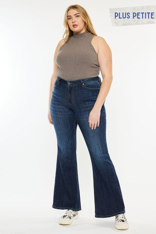 Kancan Plus Petite Dark Wash Mid Rise Flare Jeans