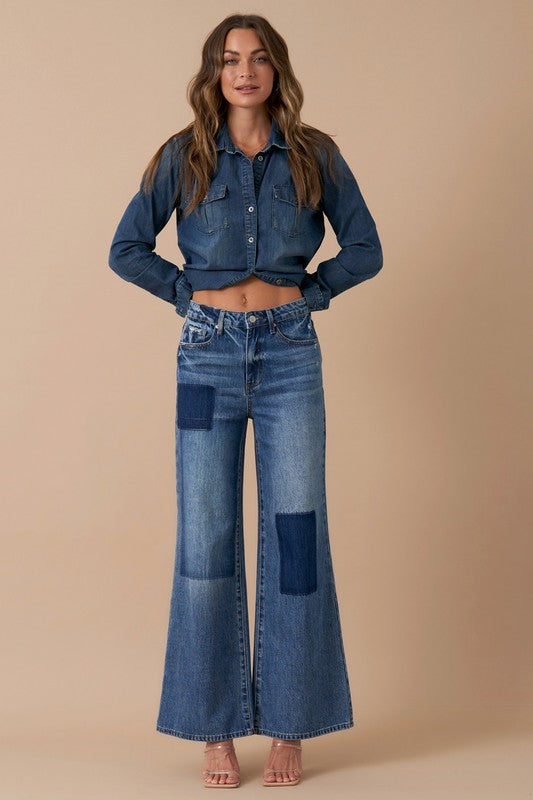 Insane Gene Relaxed Wide Leg Patchwork Jeans