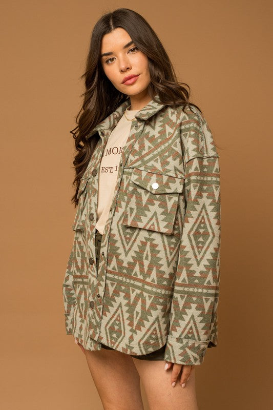 Gilli Aztec Print Shacket