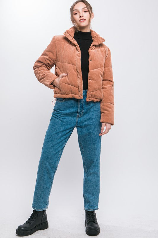 Love Tree Corduroy Puffer Jacket