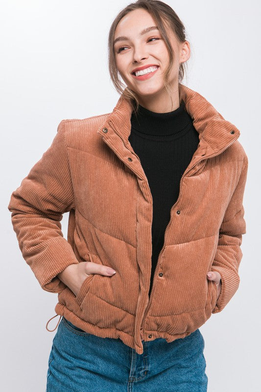 Love Tree Corduroy Puffer Jacket