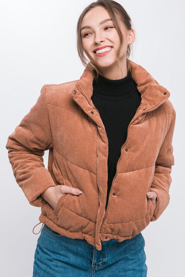 Love Tree Corduroy Puffer Jacket