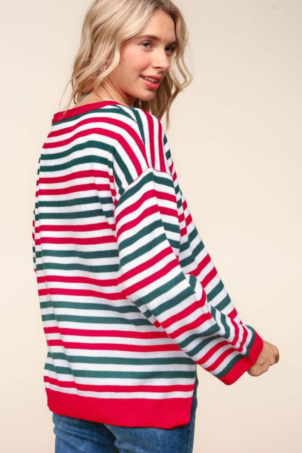 Haptics Striped Side Slit Knit Top