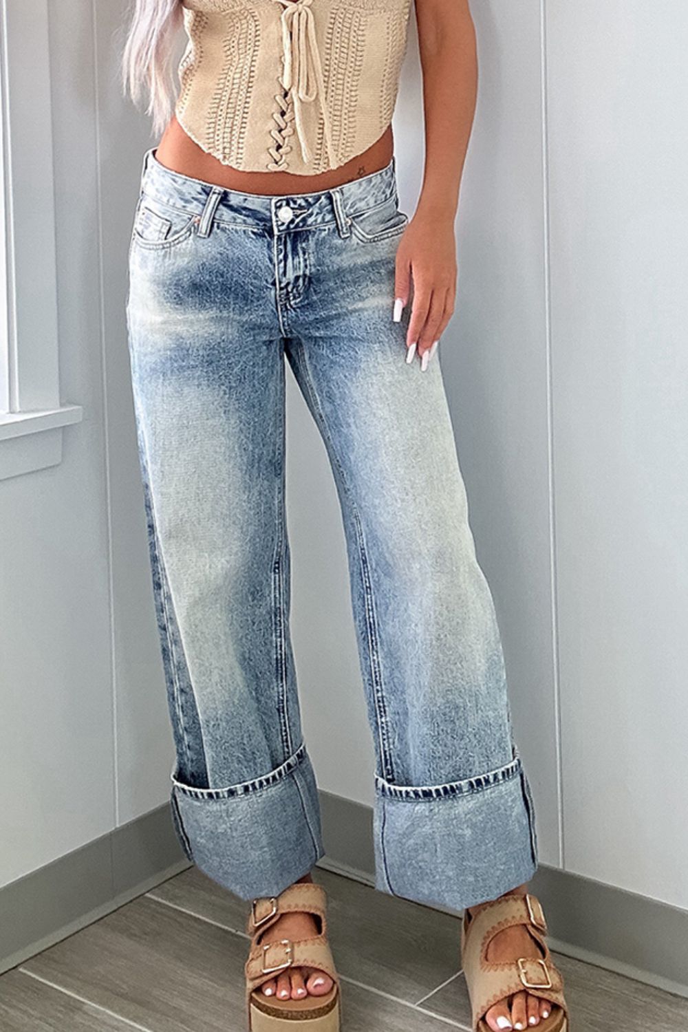 Washed Wide Leg Jeans