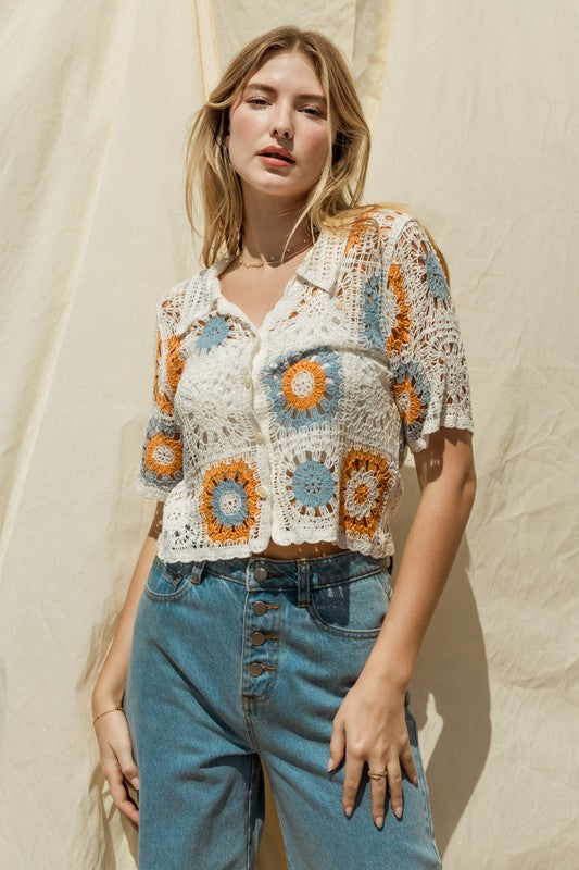 Gilli Short Sleeve Crochet Top