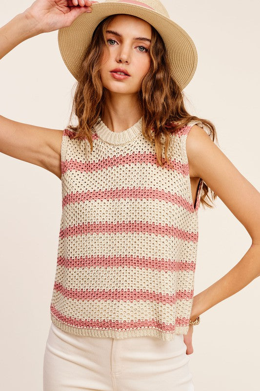 La Miel Chunky Stripe Sleeveless Sweater