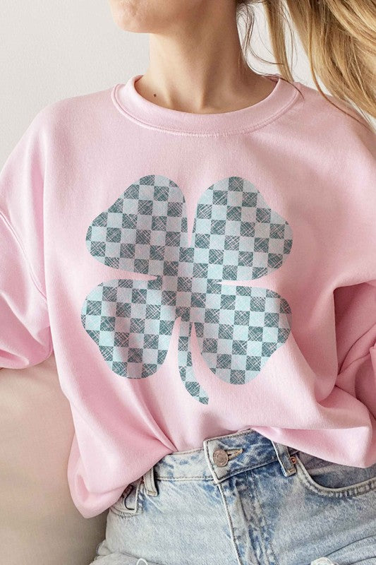 St. Patrick's Clover Checker Graphic Sweatshirt