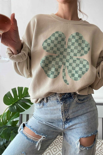 St. Patrick's Clover Checker Graphic Sweatshirt