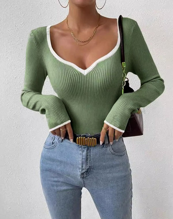 Miss Sparkling Ribbed Long Sleeve Top