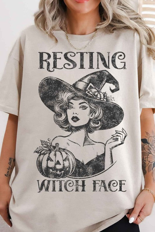 Resting Witch Face Oversized Graphic Tee