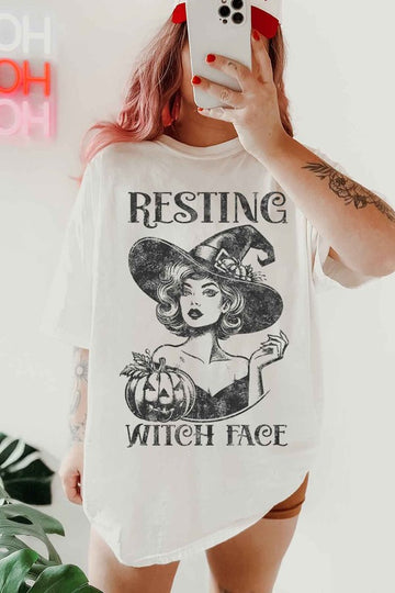 Resting Witch Face Oversized Graphic Tee