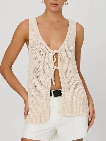 Front Tie Knit Vest Top