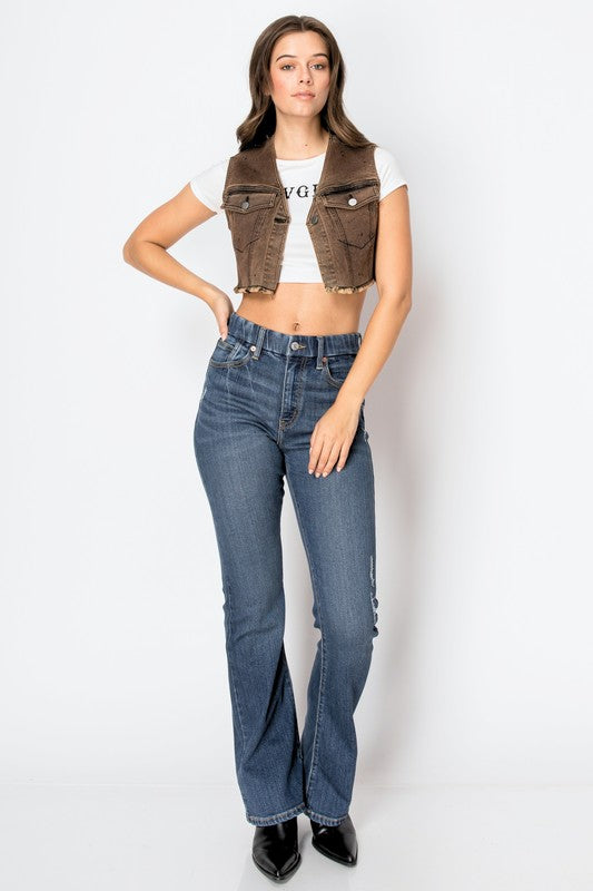 Corset & Eco Fabric High Rise Bootcut Jeans