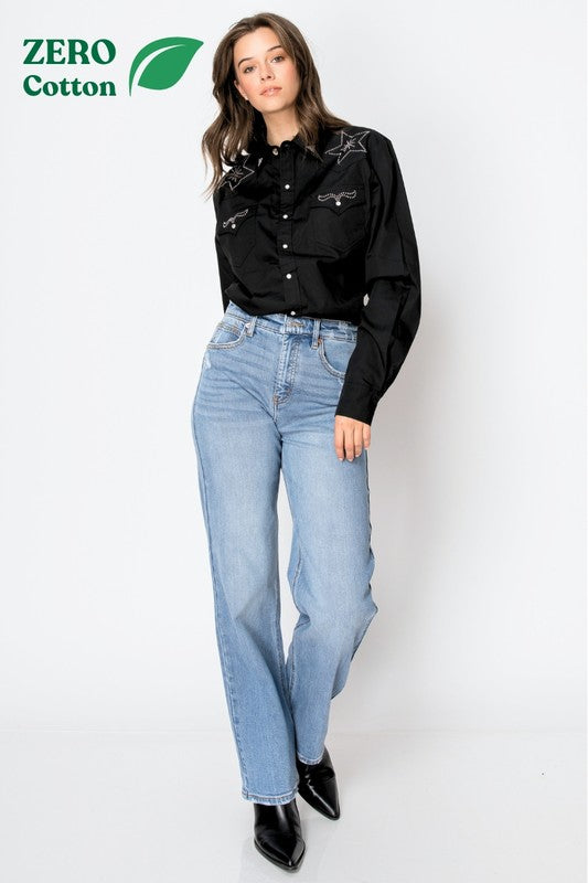 Tummy Control High Rise Full Length Straight Jeans