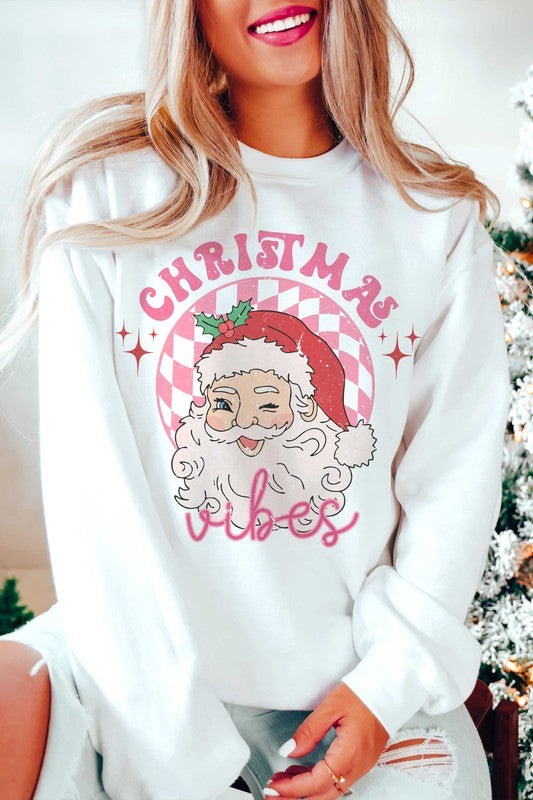 Pink Christmas Vibes Graphic Sweatshirt