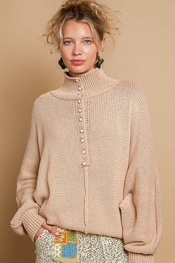 POL Pearl Detail Turtleneck Sweater