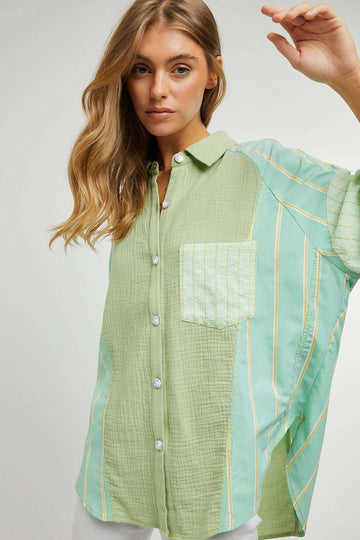 Davi & Dani Plaid Stripe Shirt Top