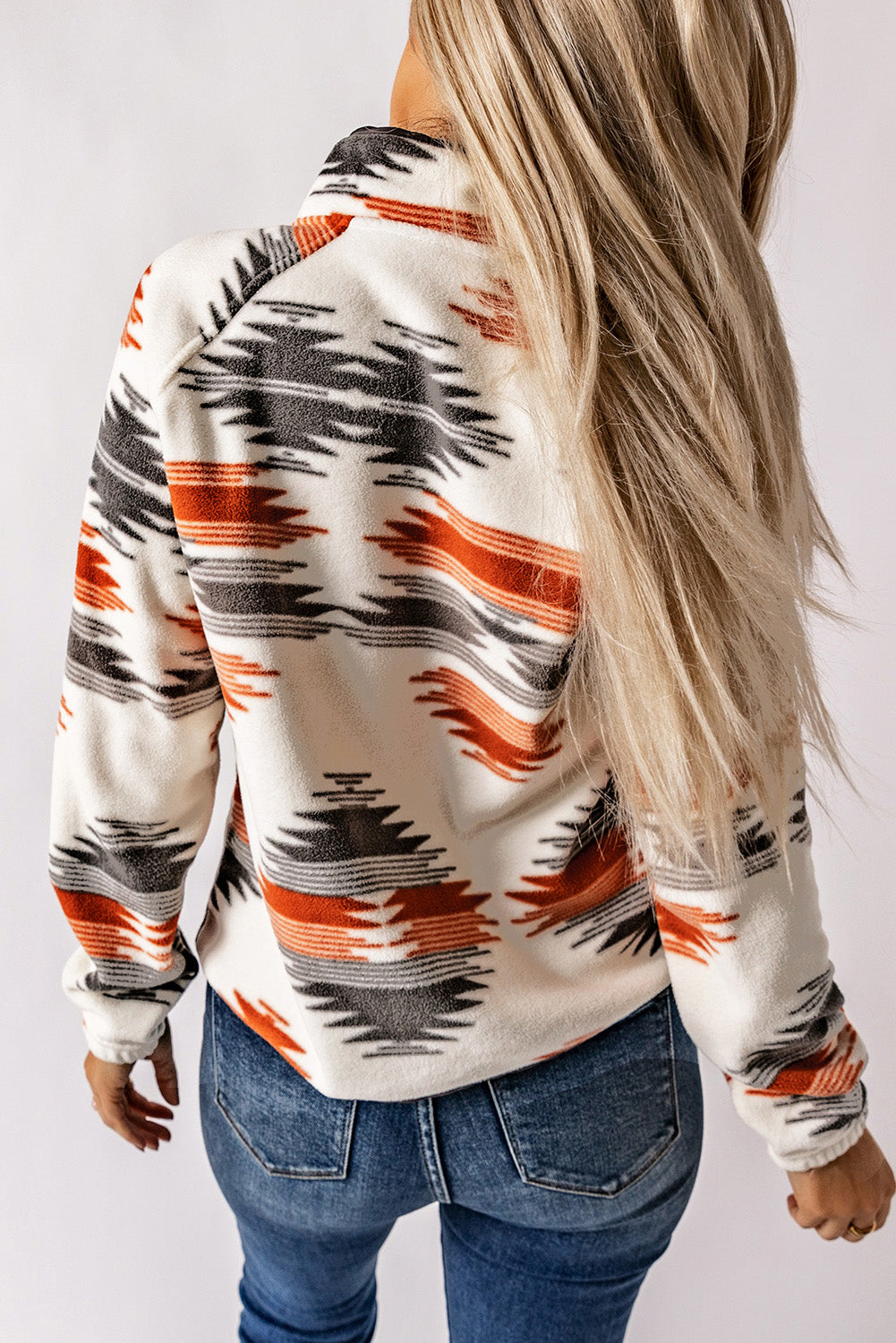 Aztec Snap Buttoned Fleece Jacket