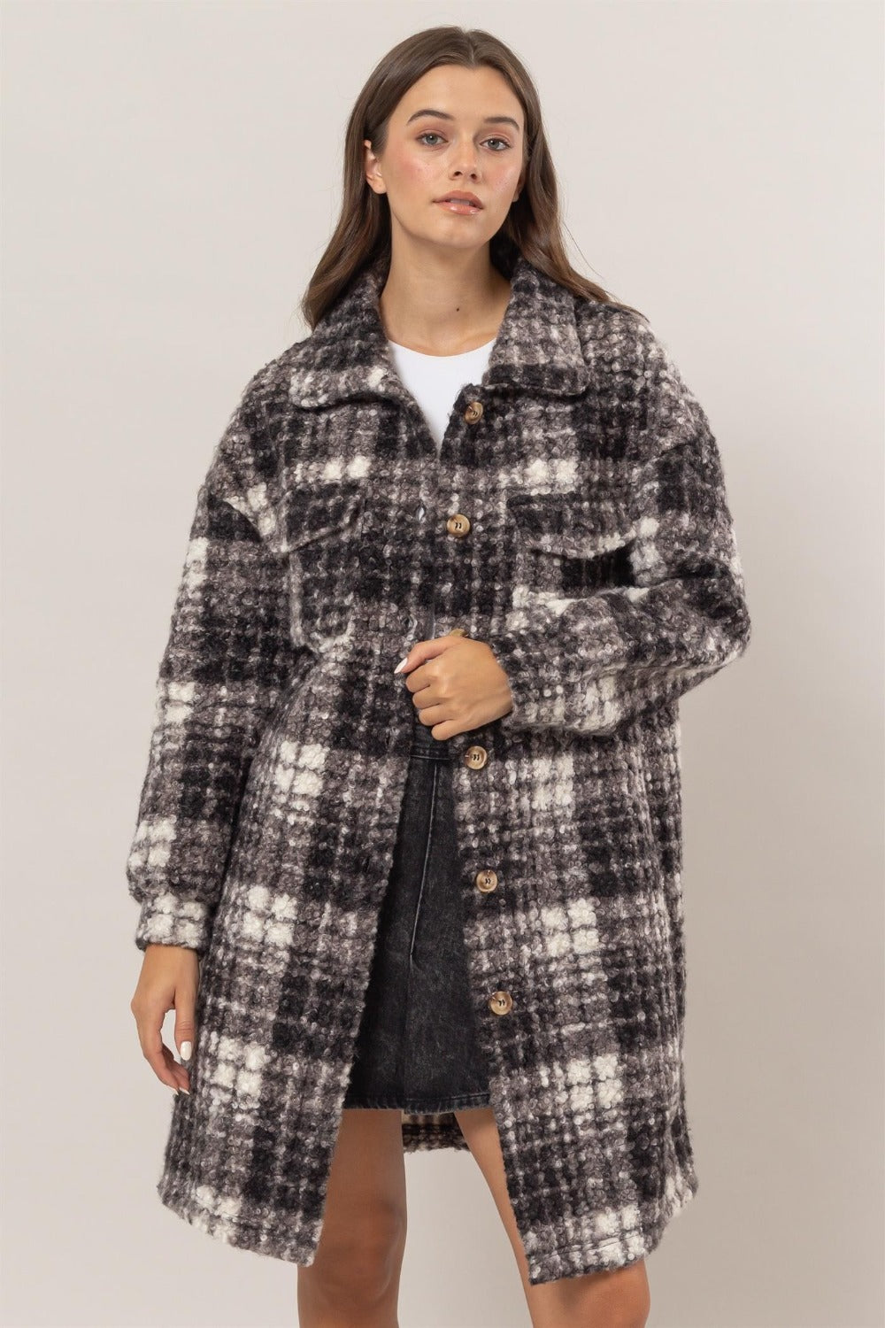 HYFVE Plaid Longline Shacket