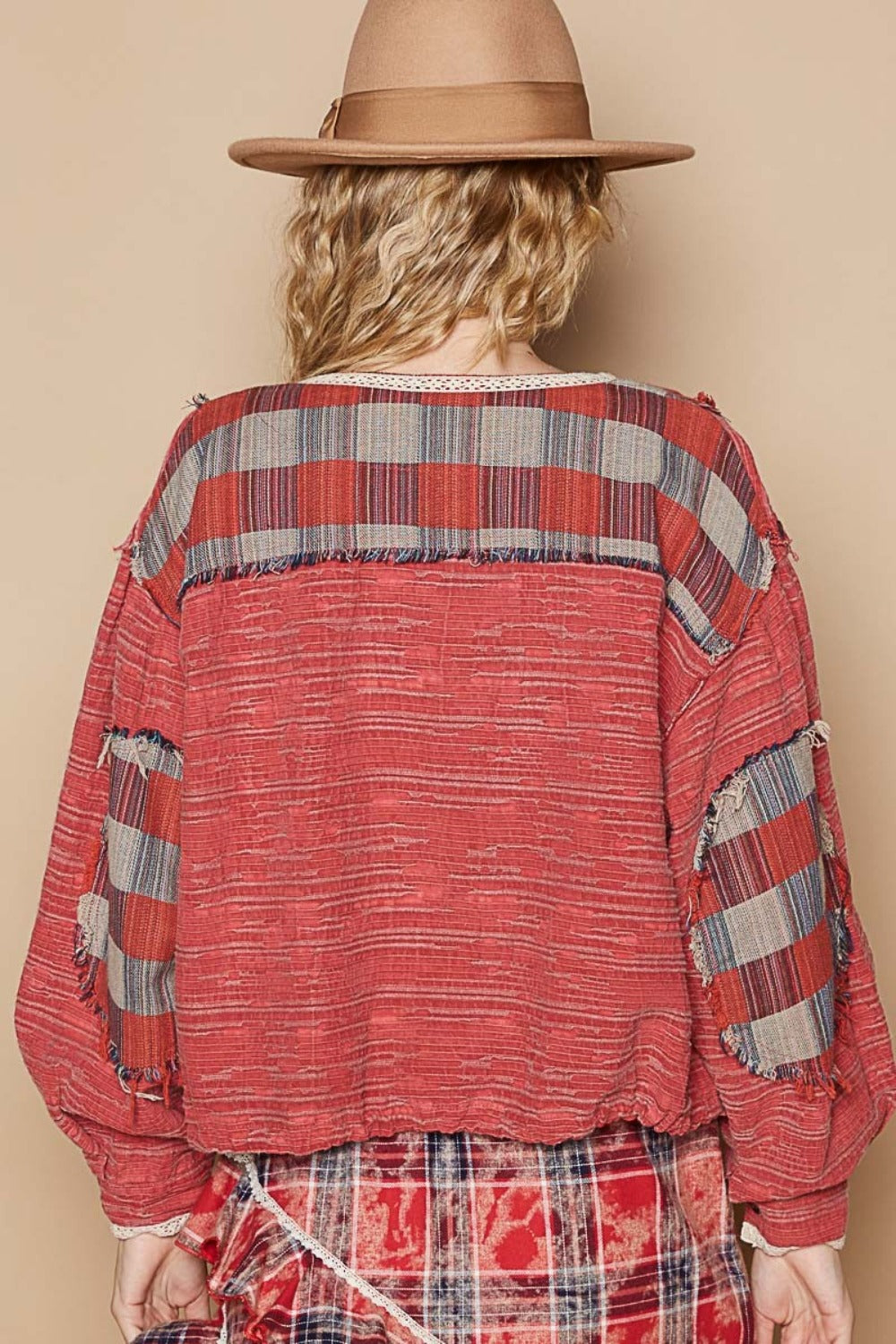 POL Long Sleeve Plaid Shirt