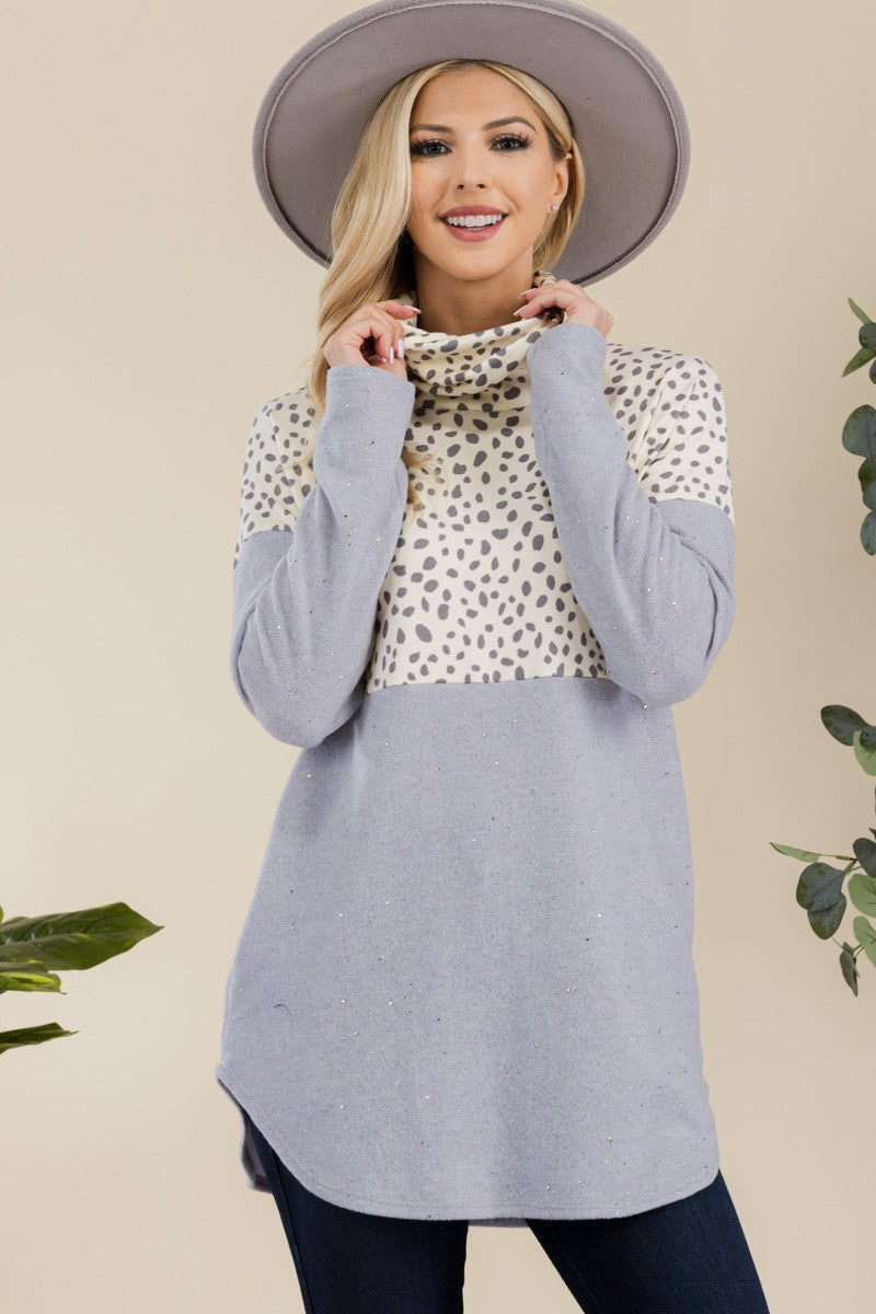 Celeste Printed Turtleneck Blouse