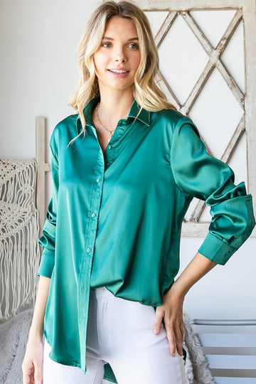 First Love Satin Button Down Shirt