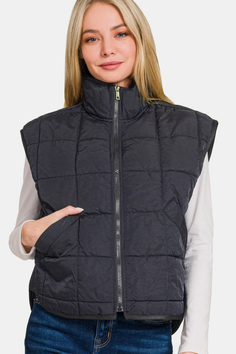 Zenana Cropped Puffer Vest