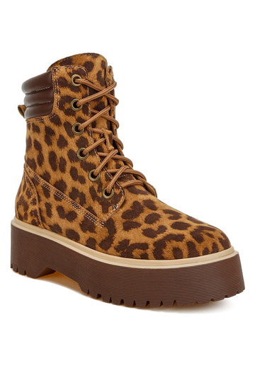 Rag Company High Ankle Leopard Print Suede Boots