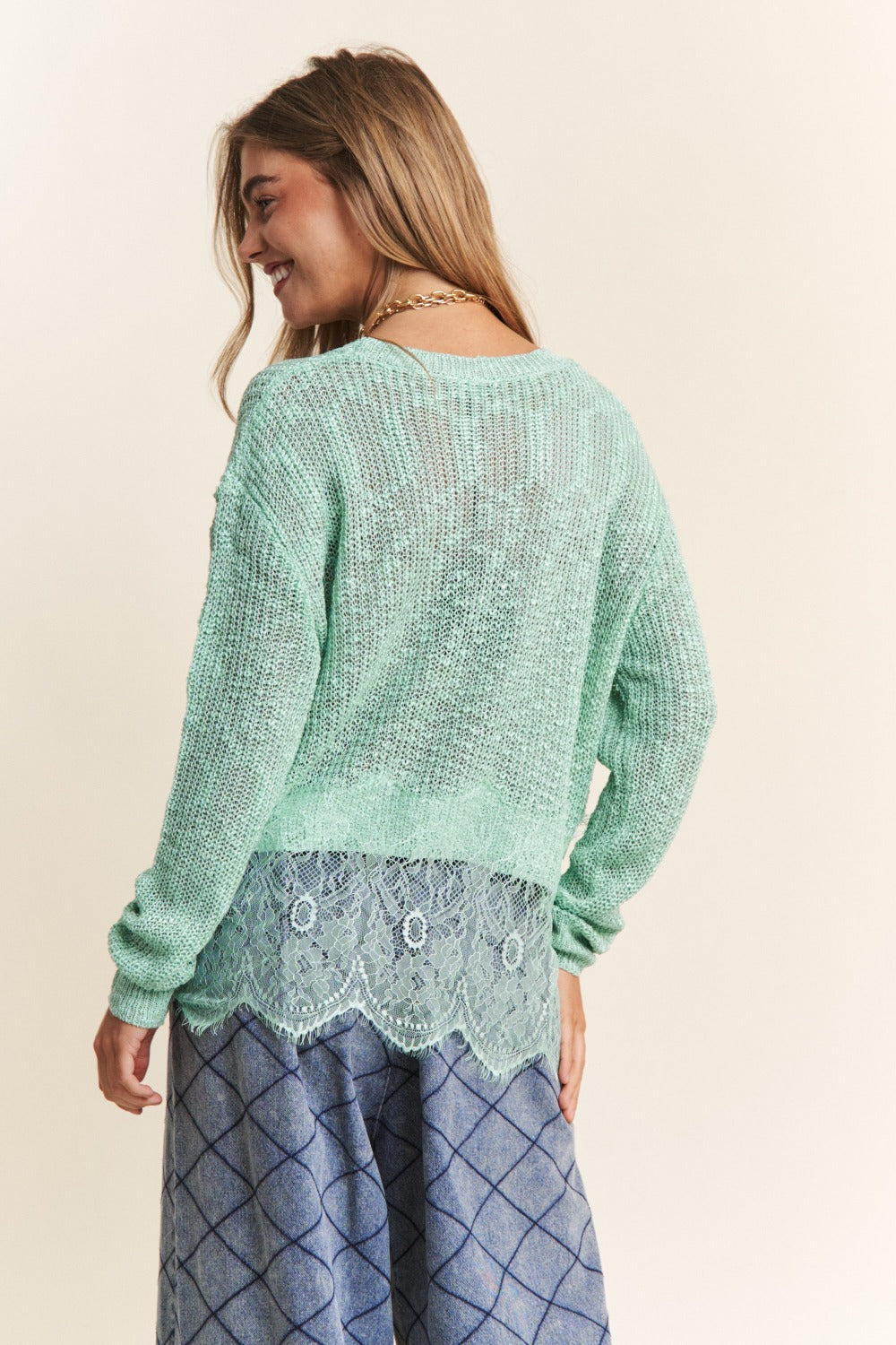 J.NNA Lace Detail Knit Top