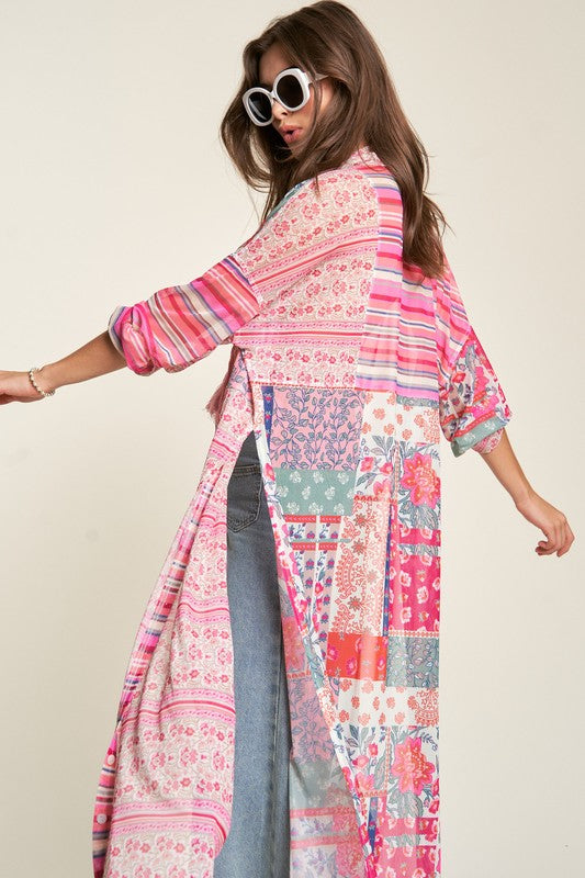 Davi & Dani Mix Matched Print Kimono