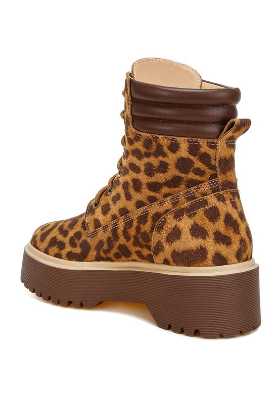 Rag Company High Ankle Leopard Print Suede Boots