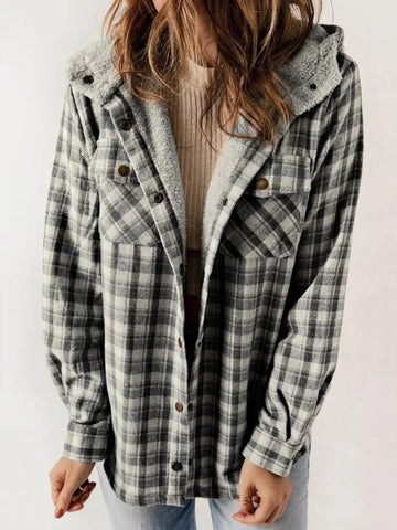 Plaid Plush Hooded Jacket