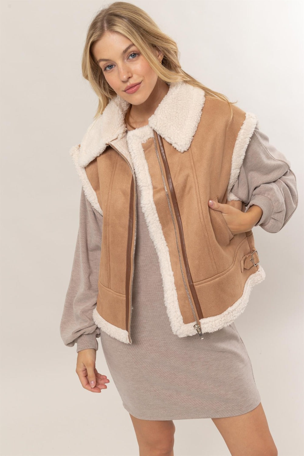 HYFVE Fur-Contrast Suede Vest