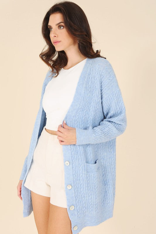 Lilou Wool Blended Cable Knit Cardigan