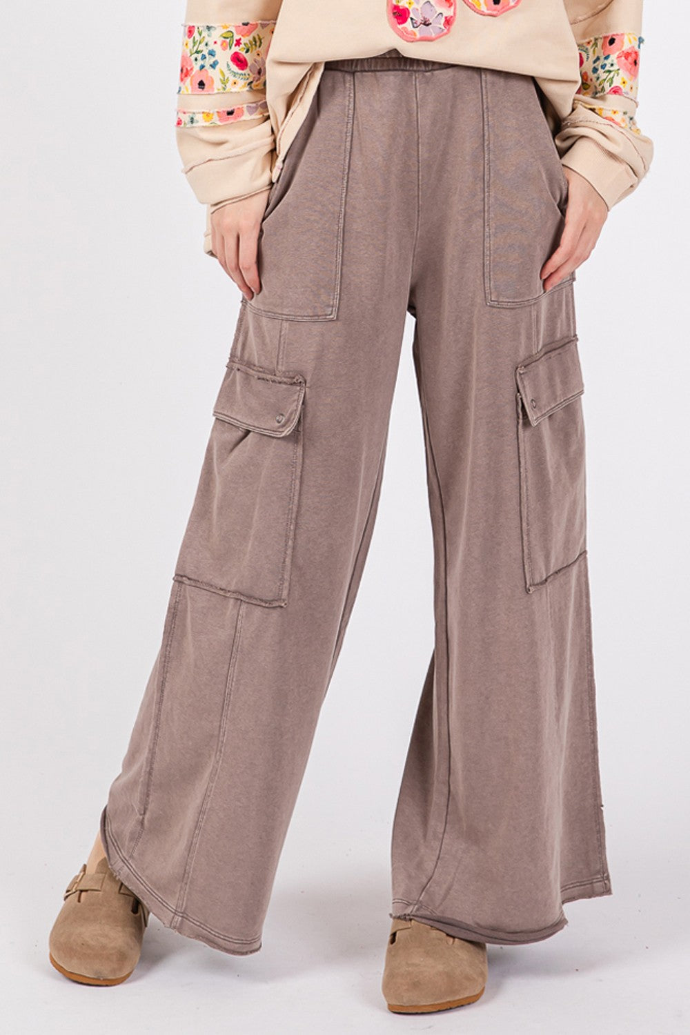 SAGE + FIG Knit Terry Wide Leg Pants