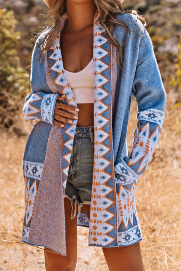 Aztec Print Knitted Cardigan