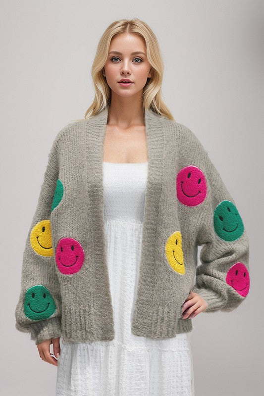 Davi & Dani The Fuzzy Smile Knit Cardigan