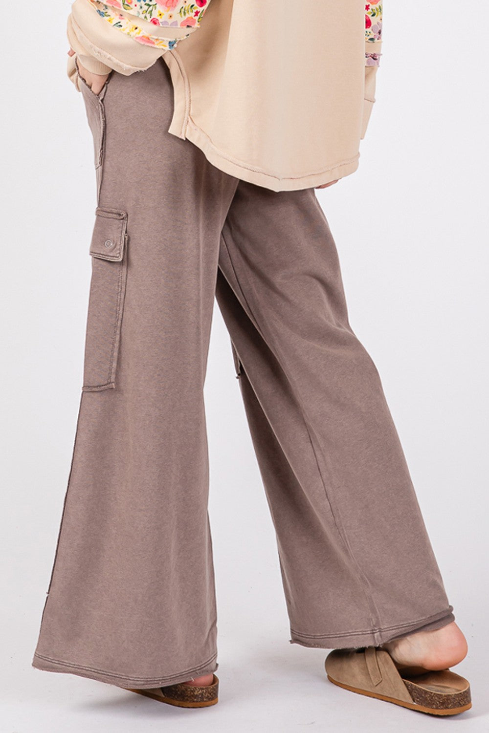 SAGE + FIG Knit Terry Wide Leg Pants