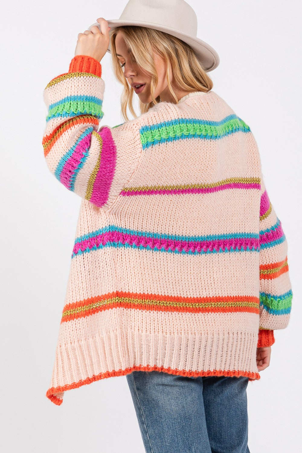 SAGE + FIG Rainbow Striped Knit Cardigan