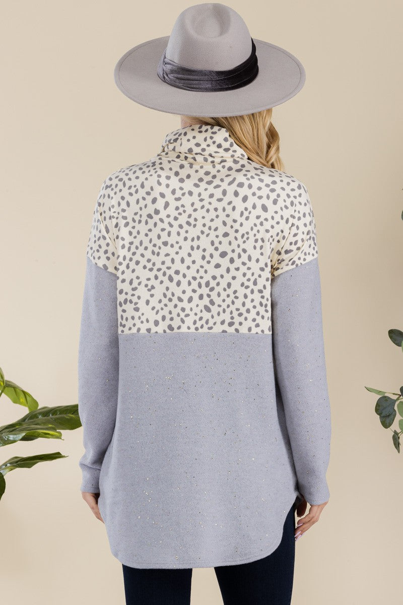 Celeste Printed Turtleneck Blouse