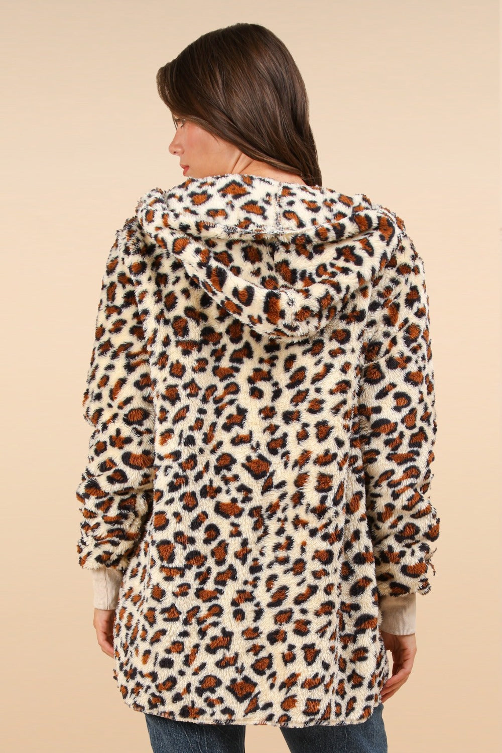 VERY J Fuzzy Leopard Hooded Jacket