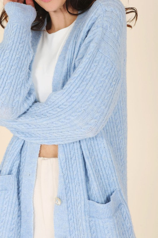 Lilou Wool Blended Cable Knit Cardigan