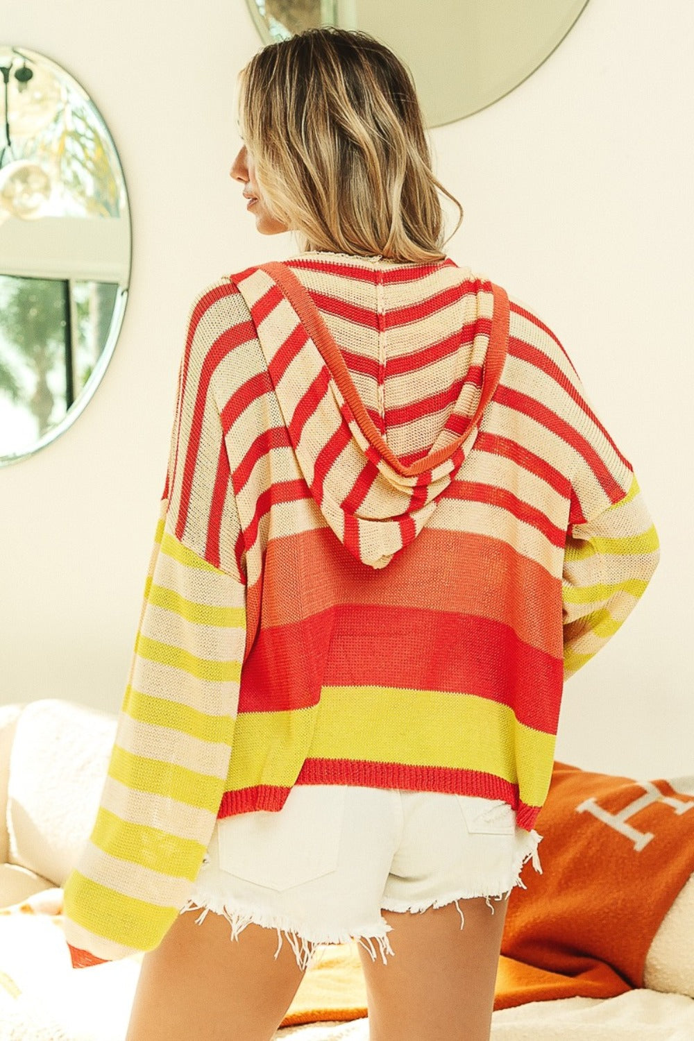 BIBI Striped Hooded Knit Top