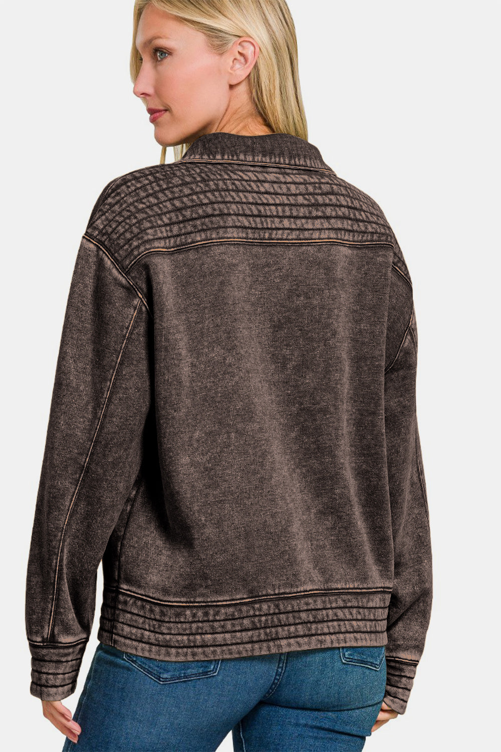 Zenana Acid Washed Fleece Sweatshirt