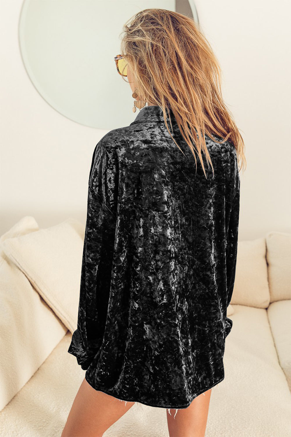 BiBi Button Up Velvet Shirt